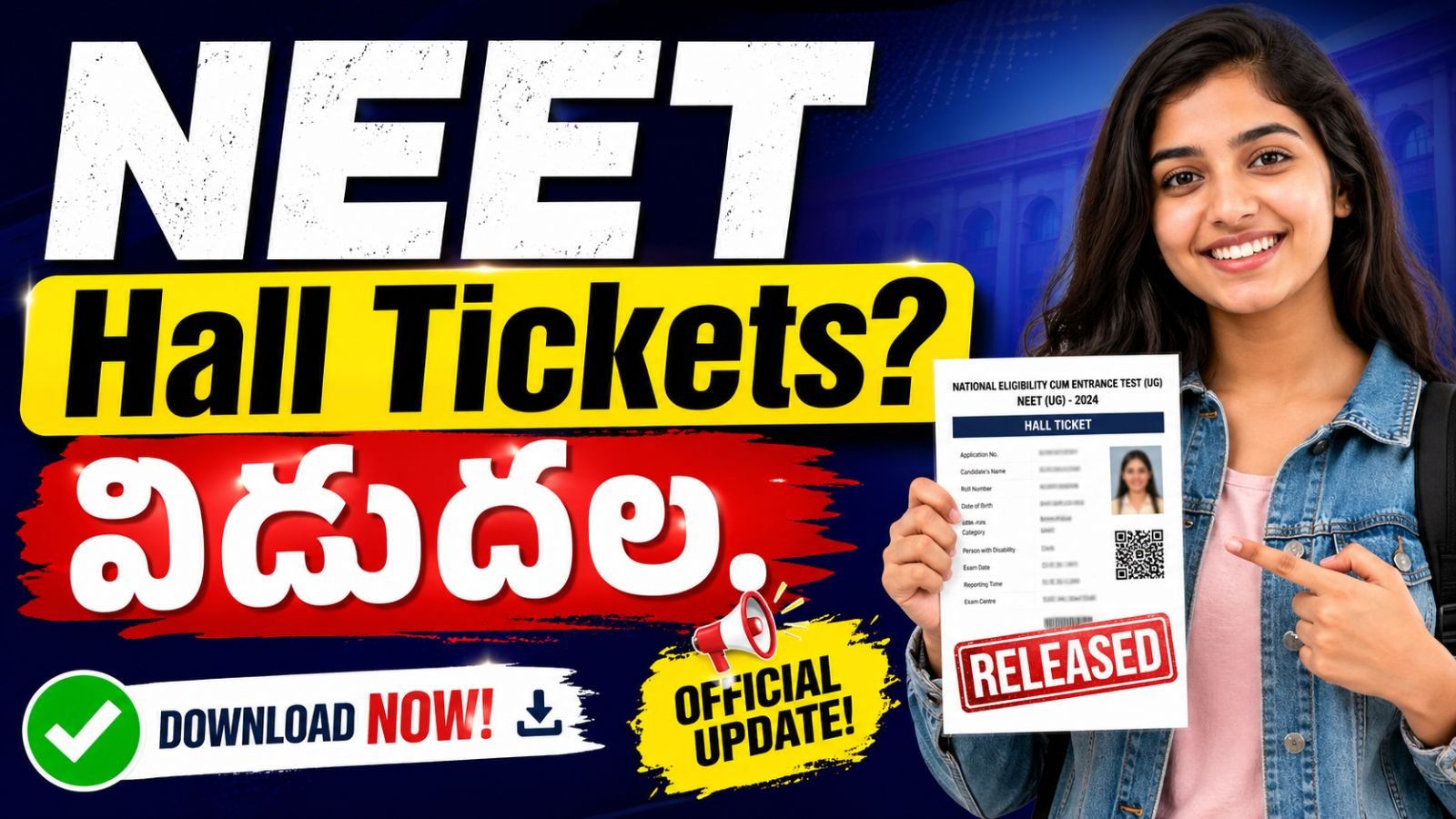 NEET Exam Hall Tickets 2026